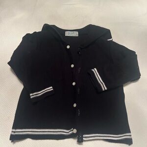 Navy Blue Kids Cardigan with White Trim